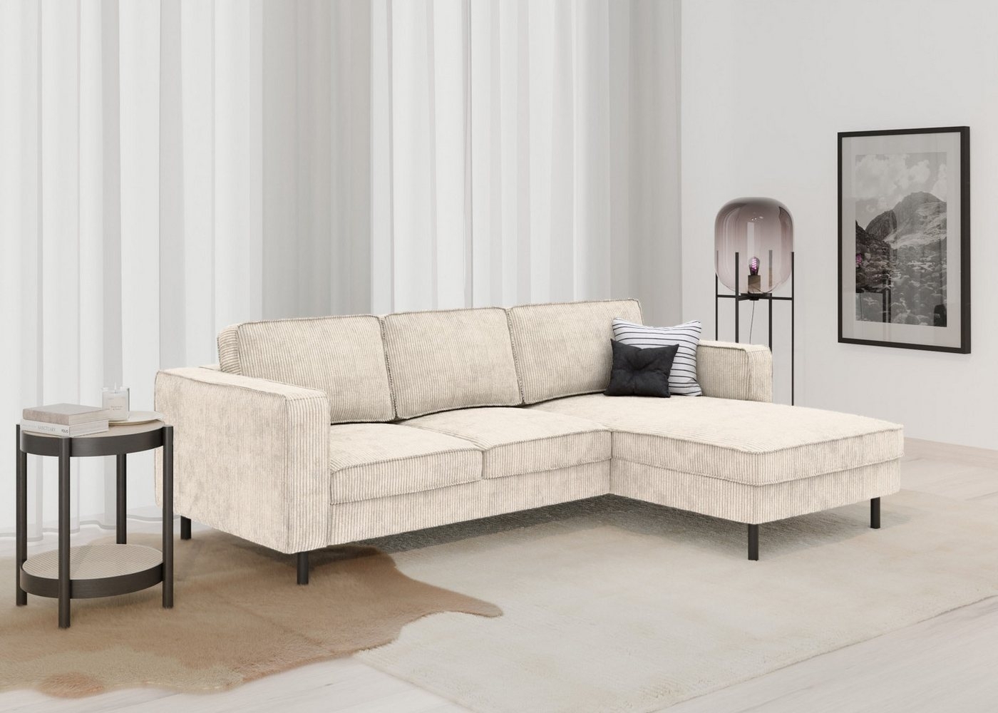 TRENDMANUFAKTUR Ecksofa Watkins, Couch wahlweise mit Schlaffunktion & Bettkasten, auch in Cord, Recamiere beidseitig montierbar, Sofa in L-Form, Breite 232 cm Bild 1