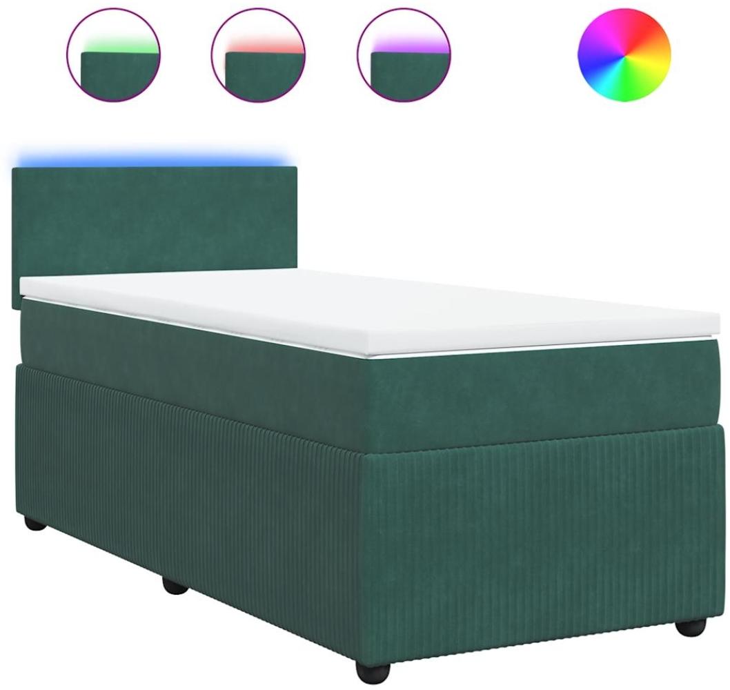 vidaXL Boxspringbett mit Matratze Dunkelgrün 90x200 cm Samt 3289935 Bild 1