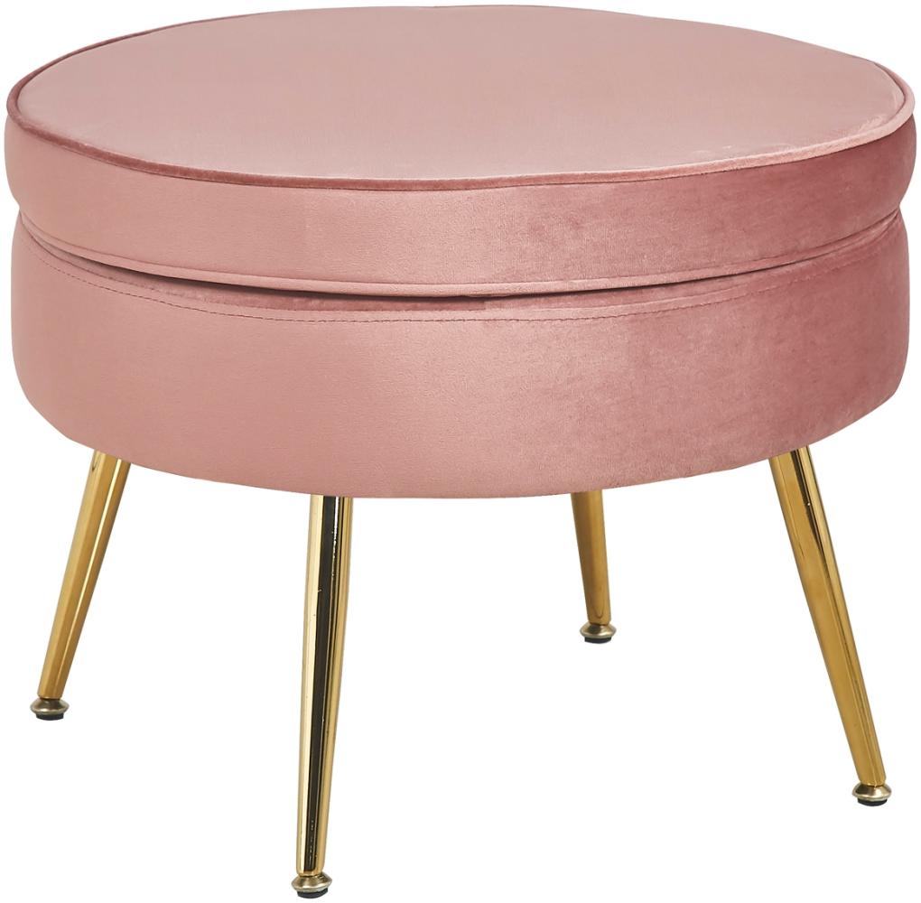 Sitzpouf rund Samt Rose Sitzhocker Hocker Fußhocker Stoffhocker Bild 1