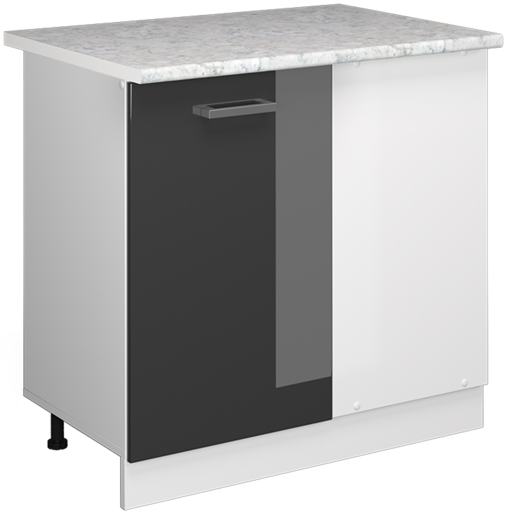 Vicco Eckunterschrank Anthrazit Hochglanz 86 cm, AP Marmor, R-Line Bild 1