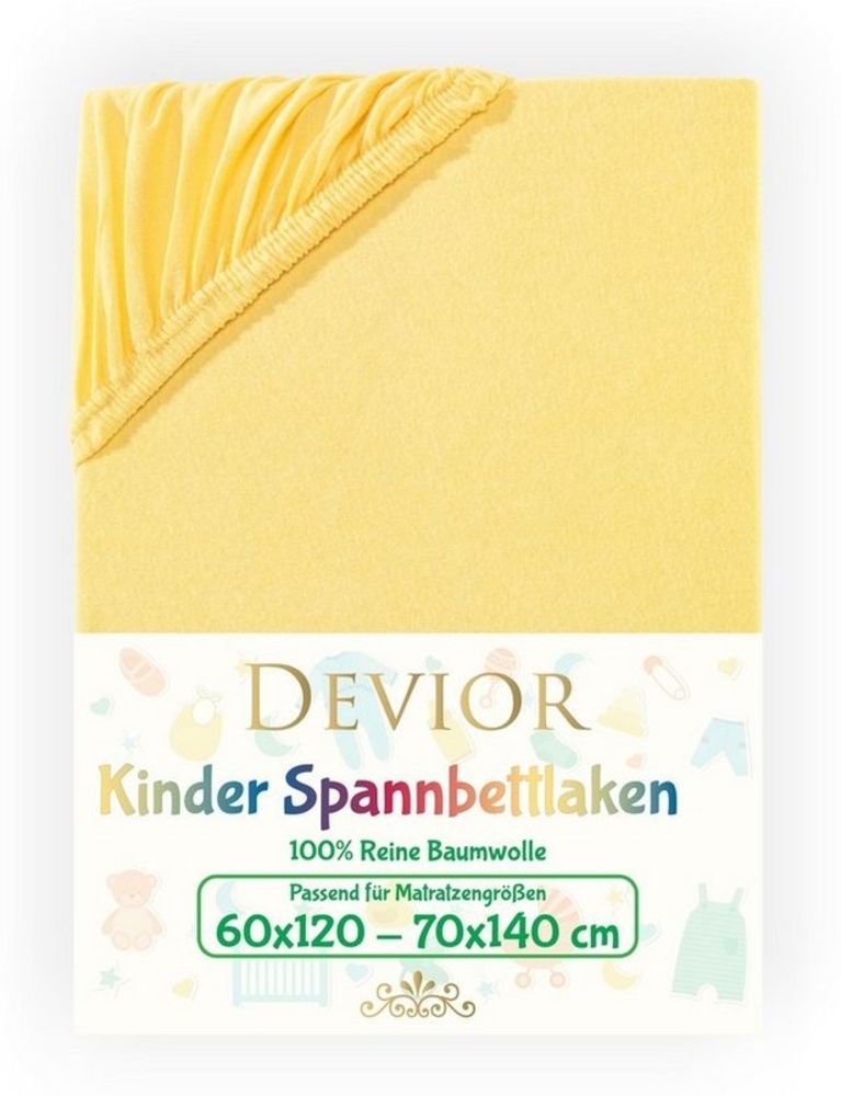 Devior Spannbettlaken Kinder Spannbetttuch 60x120 - 70x140 cm Bettlaken Tuch 100% Baumwolle, Jersey, Gummizug: Rundumgummizug, Matratzen Bezug bis 12cm Matratzenhöhe Bild 1