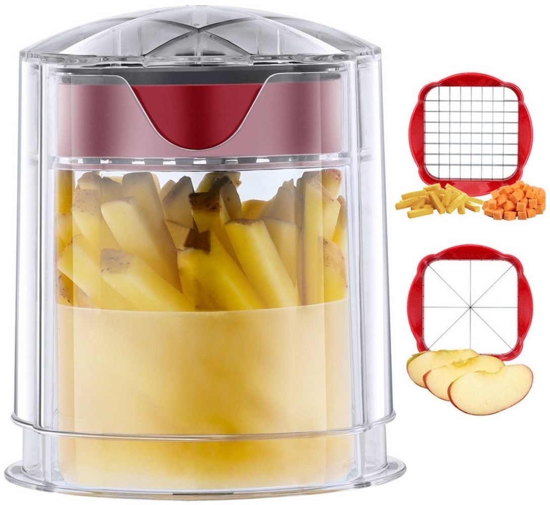 Refined Living Gemüse-Scheibenschneider Pommesschneider und Kartoffelschneider mit 2 Edelstahl Klinge, (Gemüseschneider Frittenschneider Schnellschnitt, 1-tlg, Kartoffelhacker Obstschneider für Kartoffeln Karotten, Gemüse und Obst), Kartoffelhacker kar... Bild 1