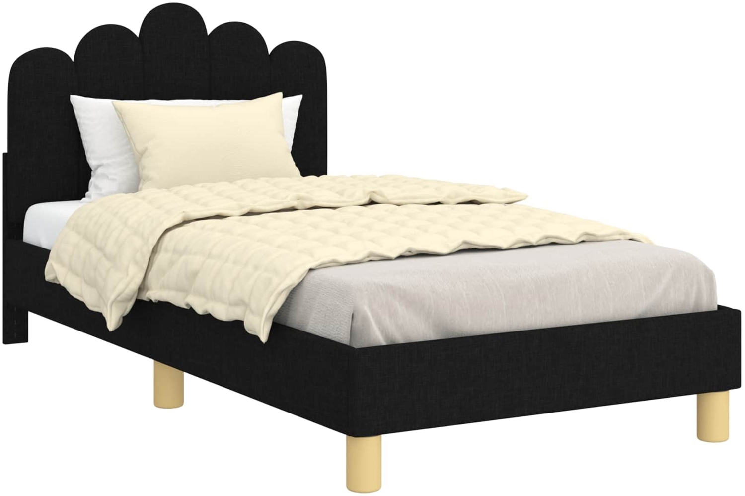 vidaXL Kinderbettgestell mit Kopfteil Schwarz 80x160 cm Stoff 42011046 Bild 1