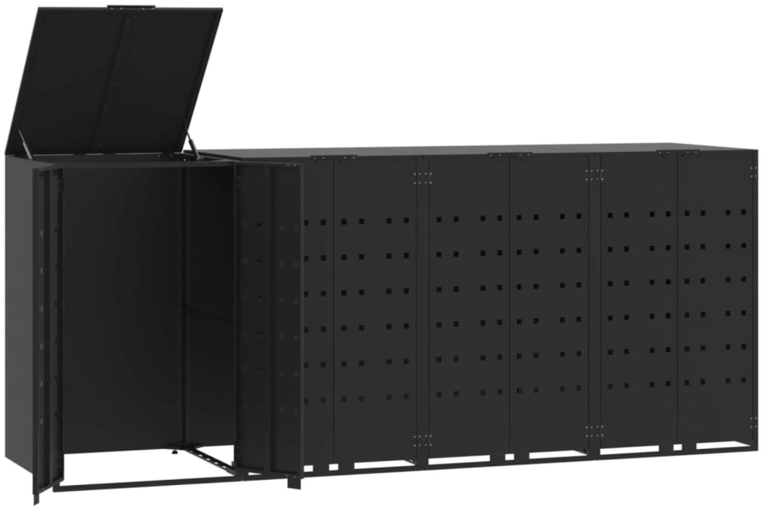 vidaXL Mülltonnenbox für 4 Tonnen Schwarz 276x79x117 cm Stahl 3279979 Bild 1