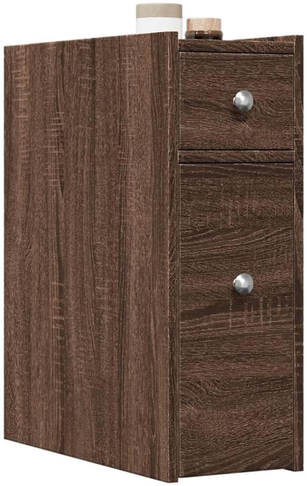 vidaXL Badschrank Schmal mit Rollen Eichen-Optik Holzwerkstoff 855292 Bild 1