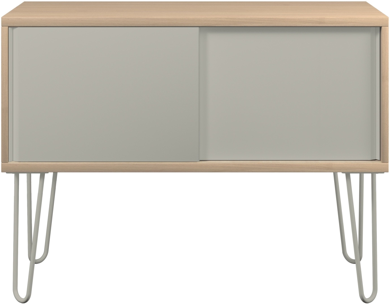 MultiRange Sideboard, natürliche Eiche, Schiebetüren aus Stahl, 4 Stahlfüße, Maße: H 752 x B 1000 x T 450 mm, Farbe: natürliche Eiche/lichtgrau Bild 1