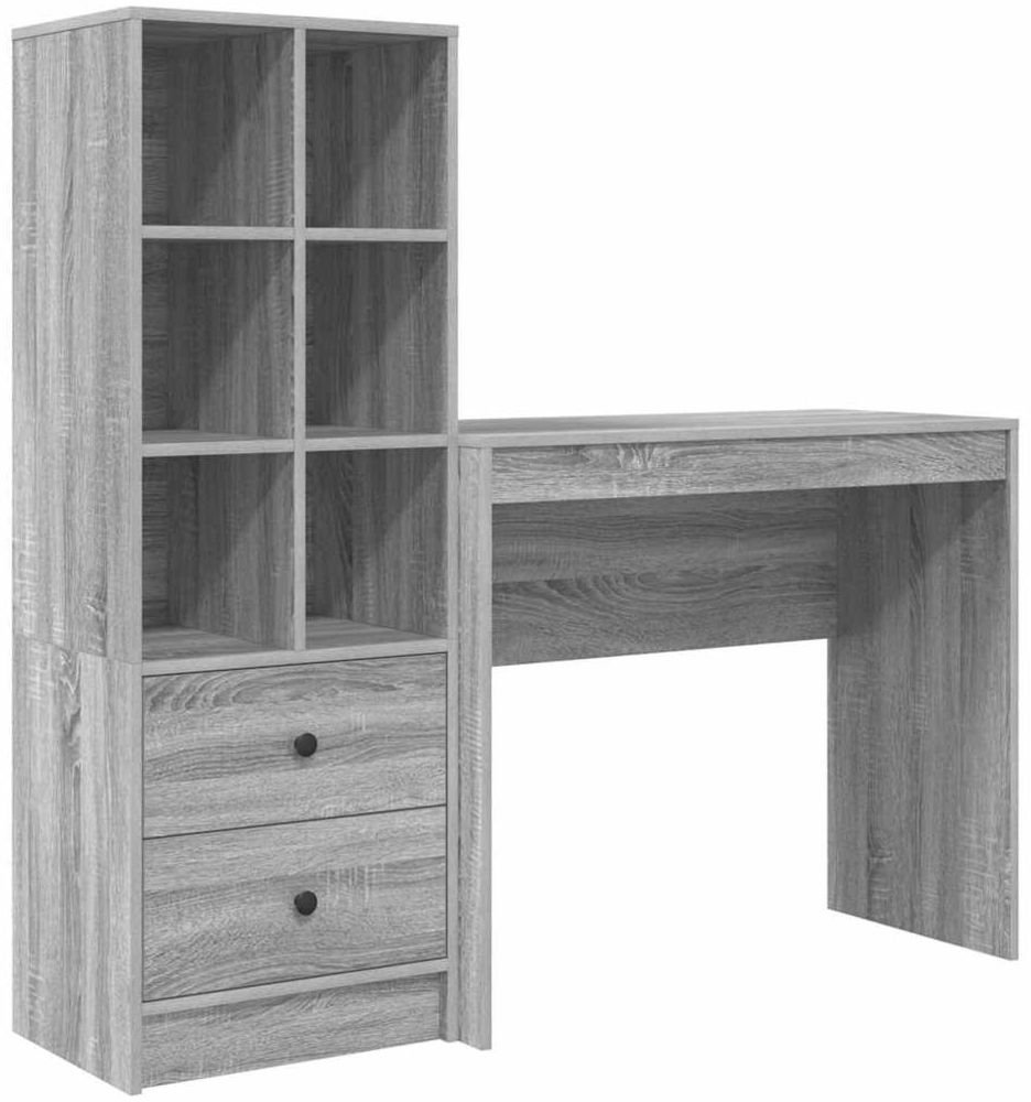 vidaXL Schreibtisch mit Stauraum 2 pcs Grau Sonoma Holzwerkstoff 3337326 Bild 1