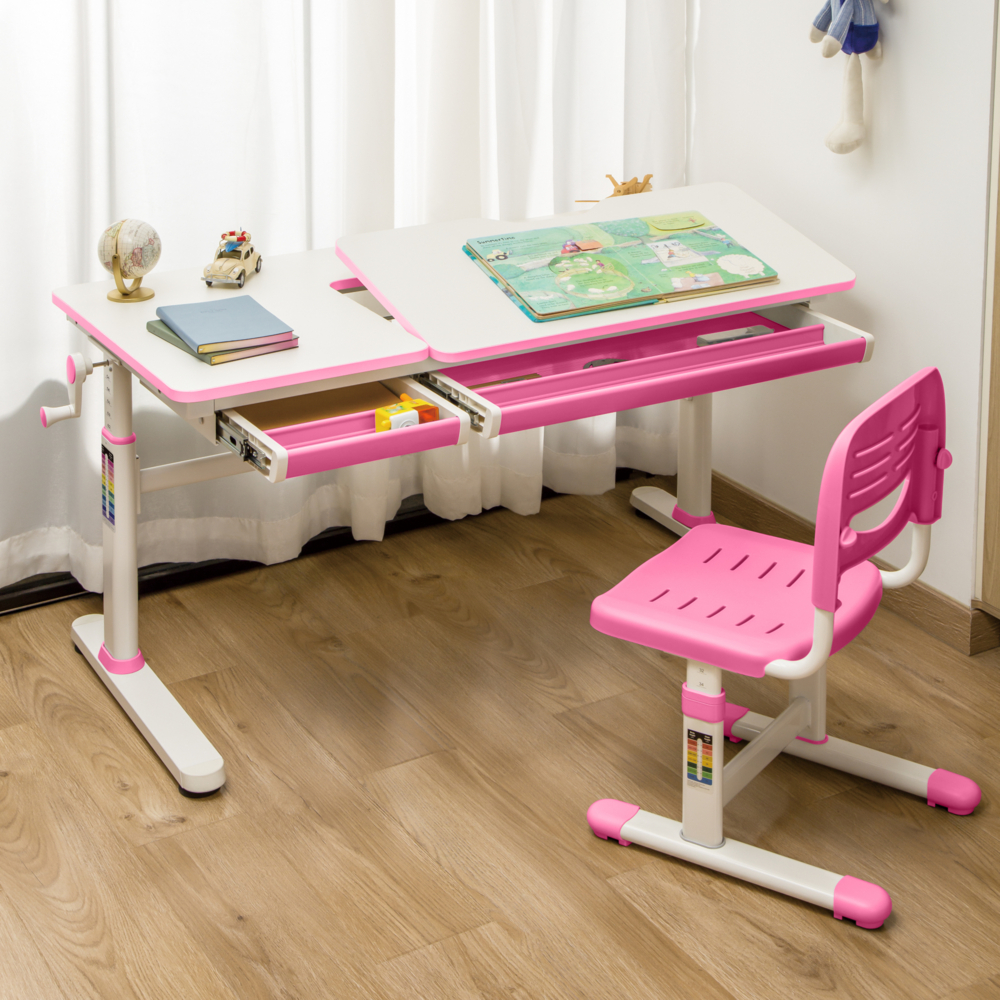 Kinderschreibtisch Sauda 120x60 cm Pink [en. casa] Bild 1