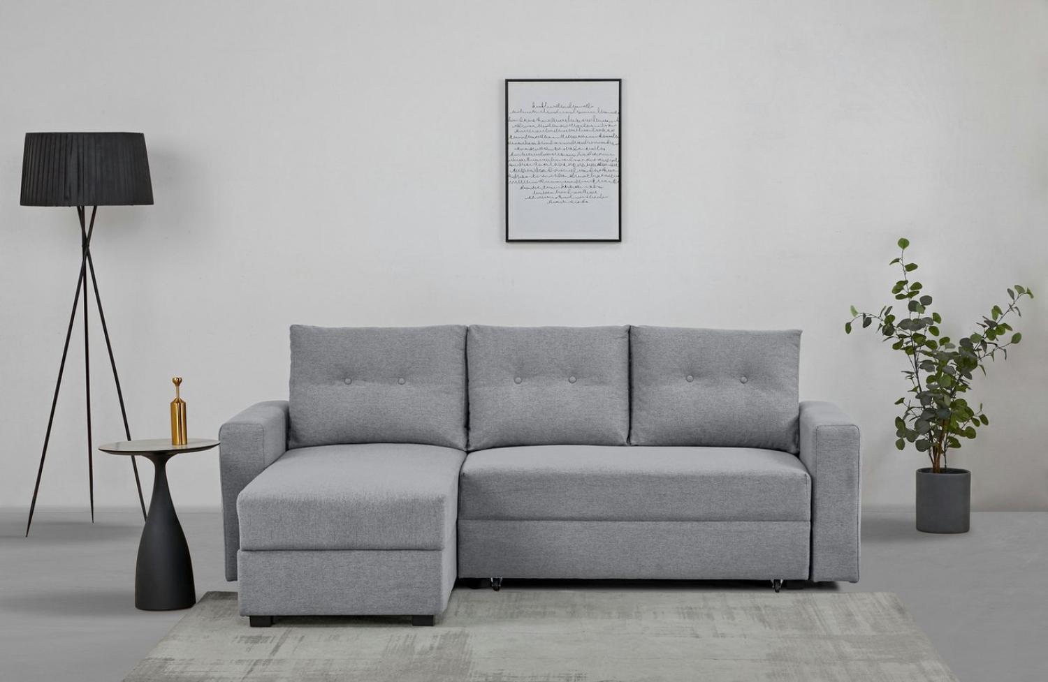 Home affaire Ecksofa TOFFEN, 217 cm, L-Form, mit Schlaffunktion u. Bettkasten, Recamiere rechts/links montierbar Bild 1