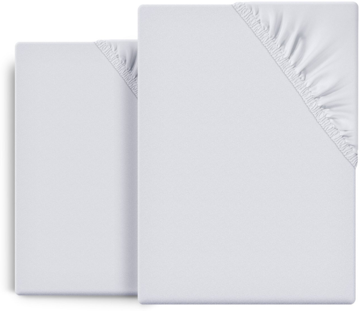 Beautex Spannbettlaken 2er Set Spannbetttuch Bettlaken Premium Baumwolle Jersey 160g/m², Jersey, Gummizug: rundum, (2 Stück) Bild 1