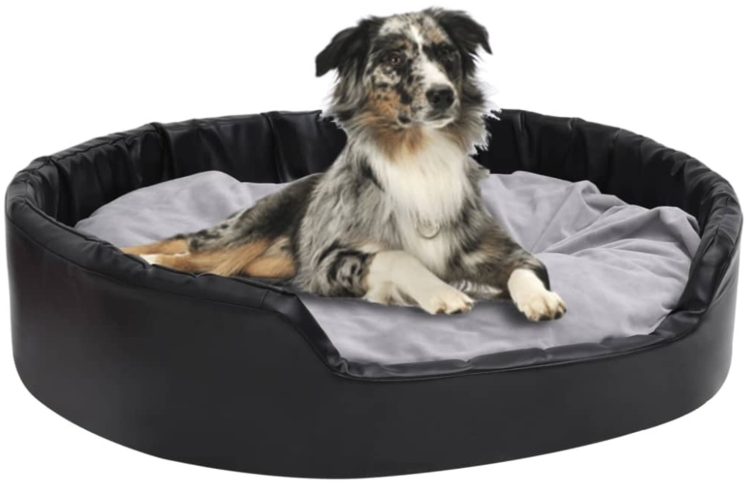 vidaXL Hundebett Schwarz-Grau 99x89x21 cm Plüsch und Kunstleder 171256 Bild 1