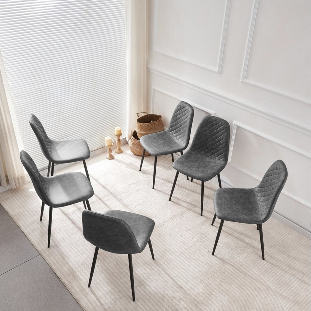 JYMTOM Esszimmerstuhl mit Rückenlehne, aus Samt/künstlichem Wildleder, Scandinavian Vintage (6 St), mit stabilen Beinen aus massivem Metall und Gummibeinfüßen Bild 1