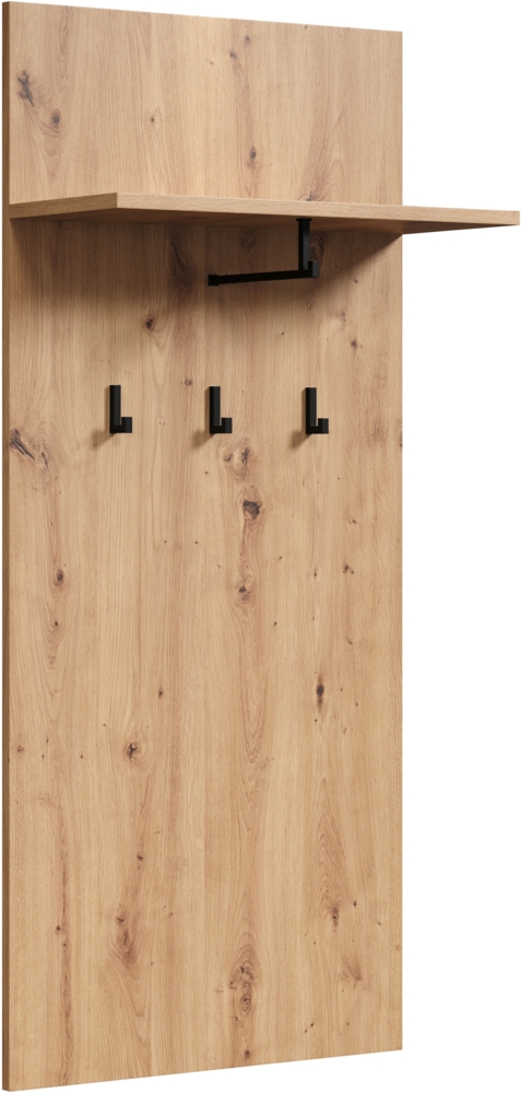 trendteam smart living - Touch - Garderobenpaneel - Eiche - Wandpaneel mit 3 Kleiderhaken und Einer Kleidertange - (BxHxT) 63 x 139 x 30 cm - Wandgarderobe mit Ablage Bild 1
