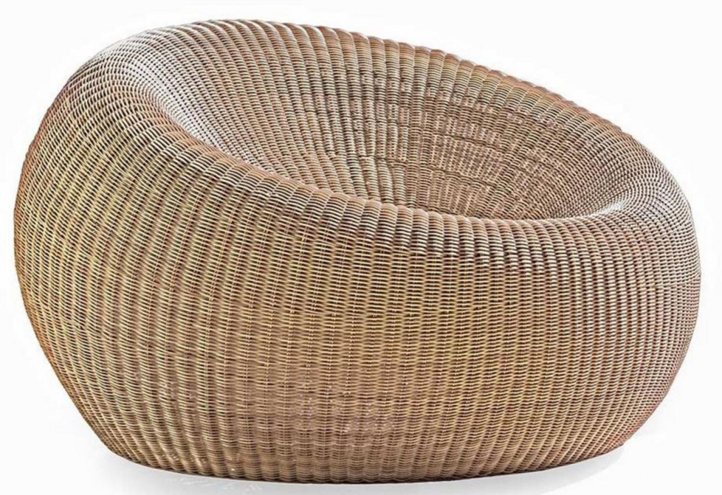 Casa Padrino Luxus Garten Sessel Naturfarben Ø 113 x H. 70 cm - Moderner Runder Handgewebter Wetterbeständiger Pool Sessel - Moderne Garten Möbel - Hotel Möbel Bild 1