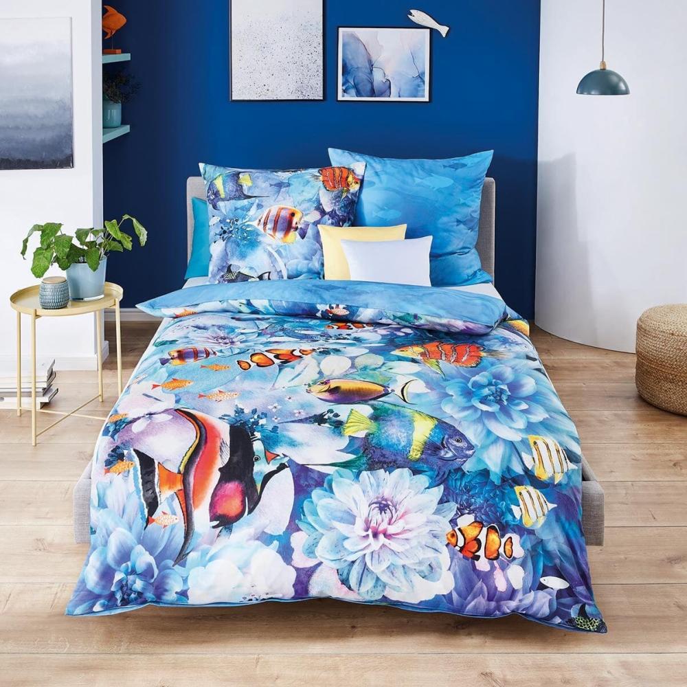 Kaeppel Mako-Satin Bettwäsche Colorful Ocean blau | 135x200 cm + 80x80 cm Bild 1