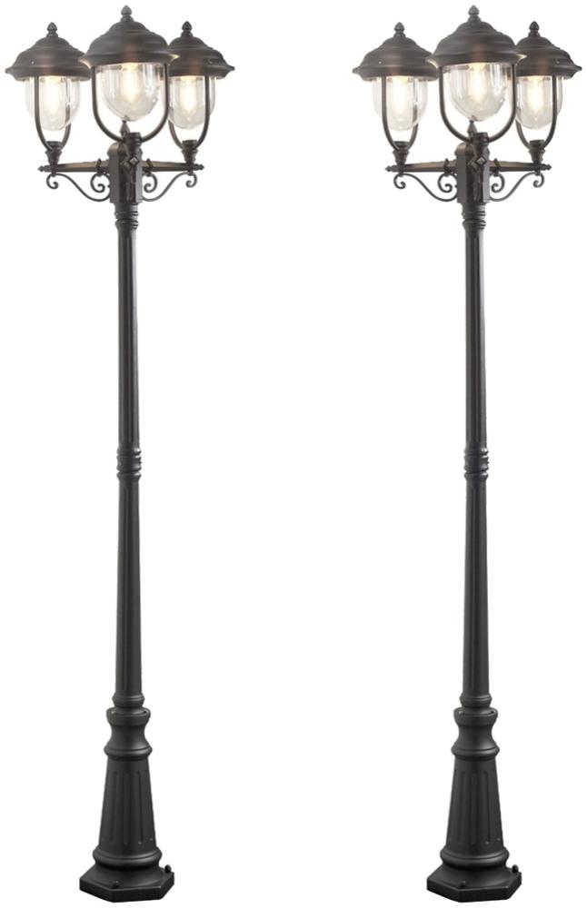 2er-Set schwarze Gartenlaterne PARMA aus Aluminium, E27, IP43, H.: 218 cm Bild 1