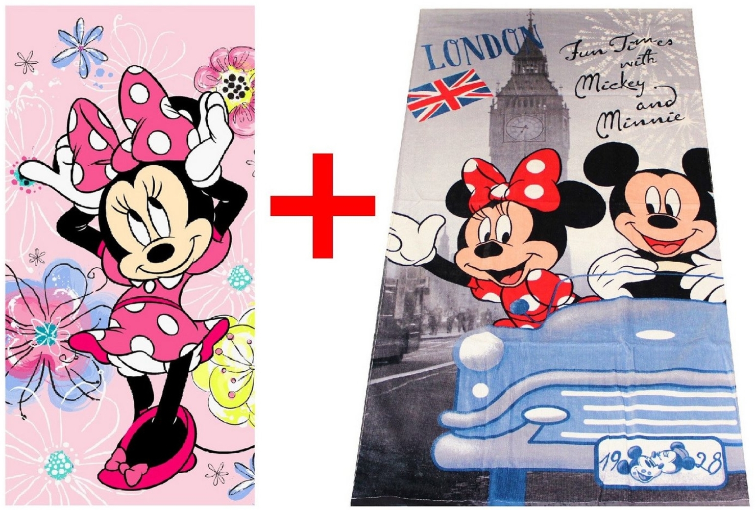Disney Strandtücher Disney Minnie Maus + Micky Maus Handtuch 70x140 cm 2er-Set, Frottee (2-St) Bild 1