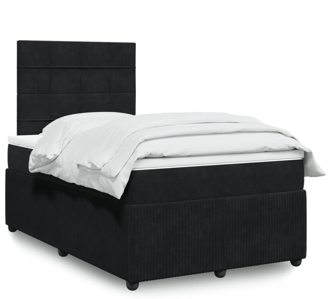 vidaXL Boxspringbett mit Matratze Schwarz 120x190 cm Samt 3292288 Bild 1