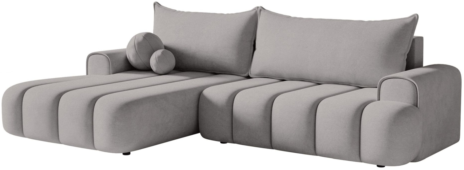 Selsey 'Dandelino' Ecksofa mit Schlaffunktion, Stauraum und Samtbezug, grau, links, 80 x 275 x 168 cm Bild 1