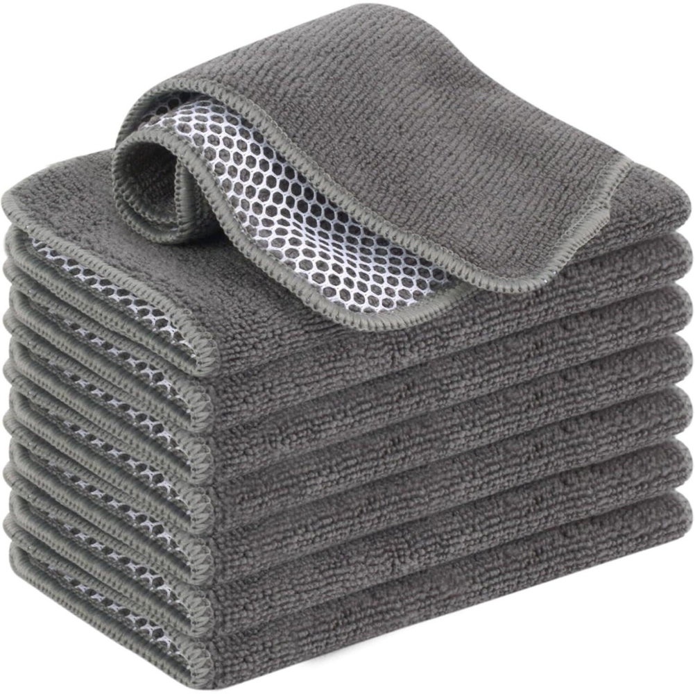 Microfaser Spültücher Spüllappen waschbar Geschirrtücher Poly-Mesh-Scheuerseite Bild 1