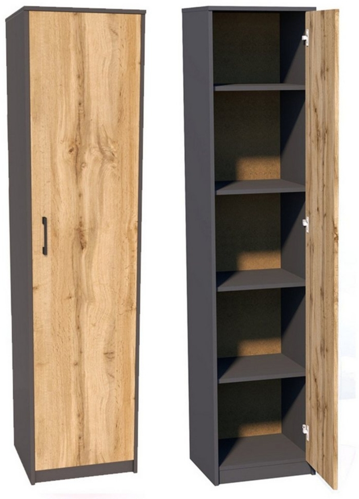 Home Collective Regal mit 5 Ebenen Aktenschrank mit 4 Einlegeböden und 1 Tür, in mattem Finish Standregal 39 cm breit graphit Eiche Bild 1