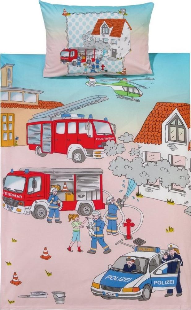 Erwin Müller Kinderbettwäsche Kinder-Bettwäsche "Polizei & Feuerwehr", Biber, 2 teilig, Flanell Motiv Bild 1