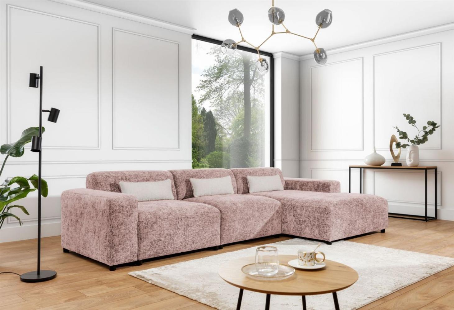 Ecksofa Designersofa ROMY MAX in Stoff Enjoy Me Rosa Ottomane Rechts Bild 1