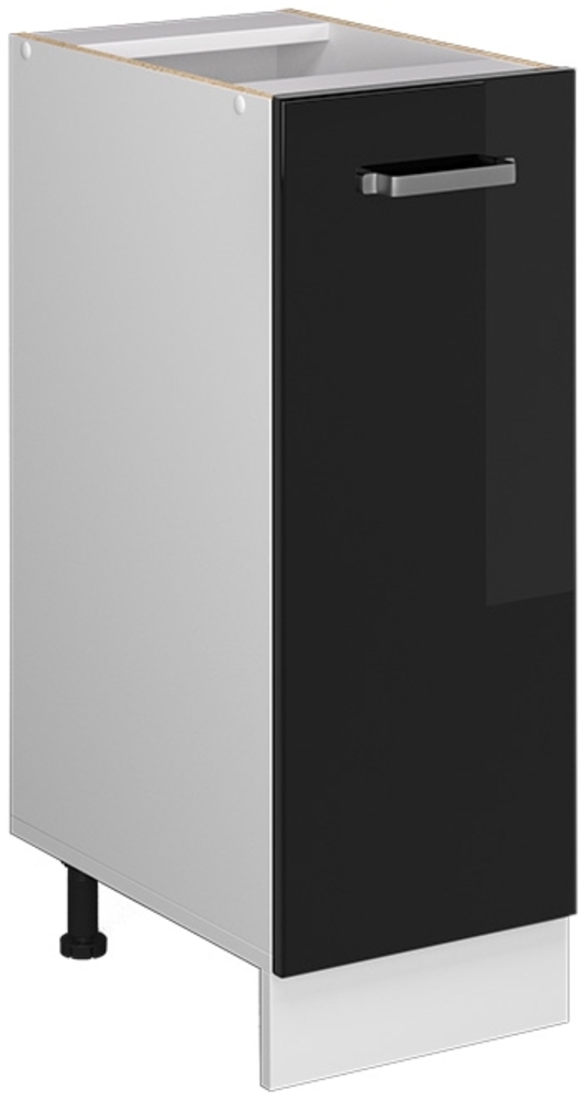 Apothekerschrank R-Line Schwarz Hochglanz 30 cm ohne Arbeitsplatte Vicco Bild 1