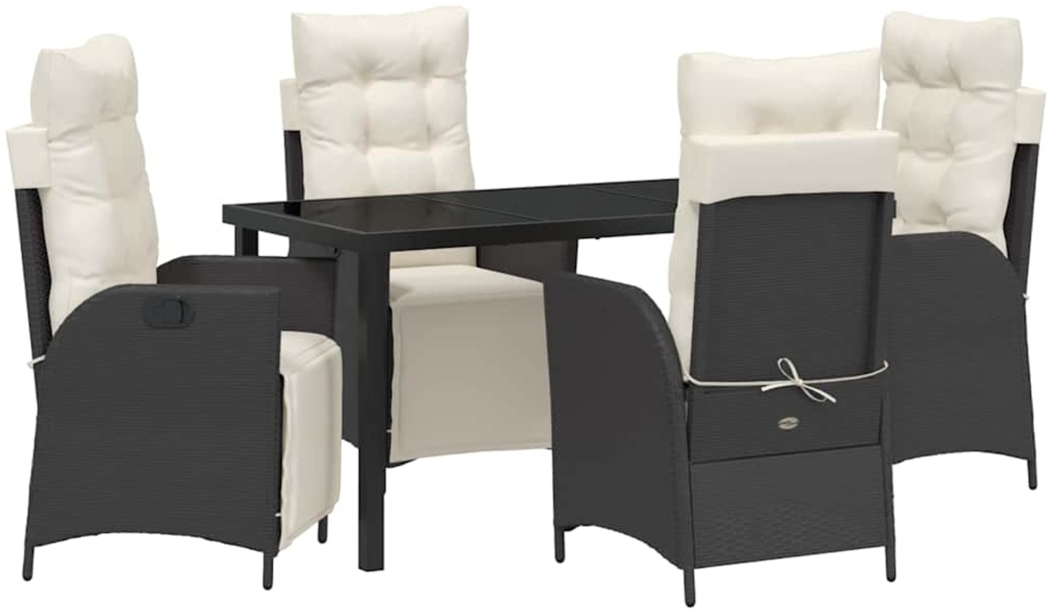 vidaXL Garten Essgruppe 5 pcs Schwarz Poly Rattan 3380528 Bild 1