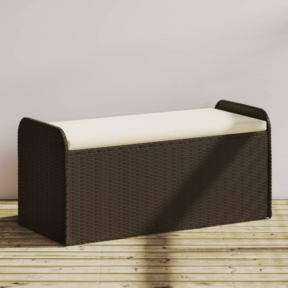 vidaXL Sitzbank mit Stauraum & Kissen Braun 115x51x52 cm Poly Rattan 365729 Bild 1