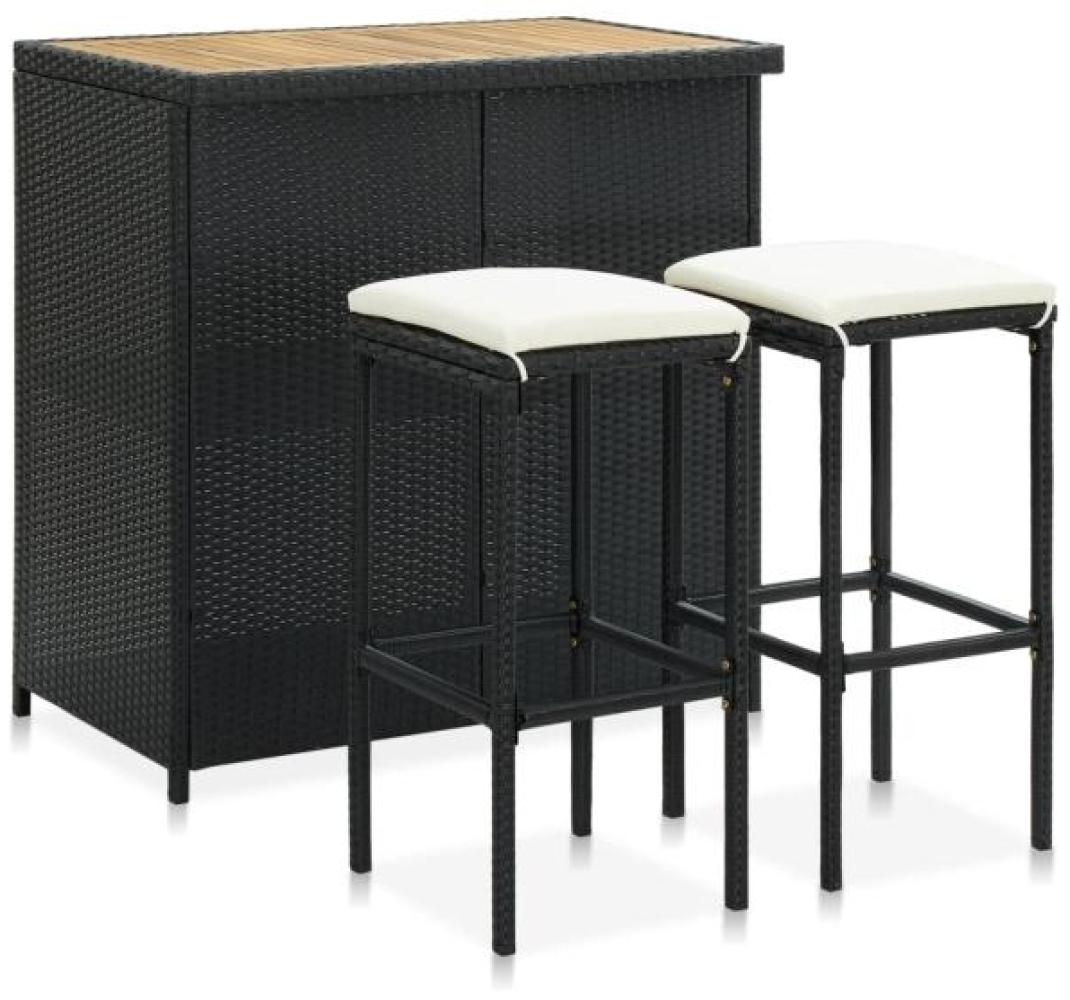 vidaXL 3-tlg. Bar-Set Poly Rattan Schwarz 313473 Bild 1