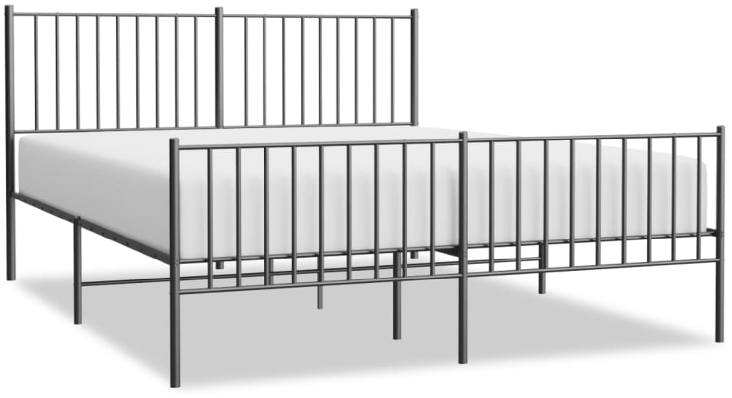 vidaXL Bettgestell mit Kopf- und Fußteil Metall Schwarz 150x200 cm 350884 Bild 1