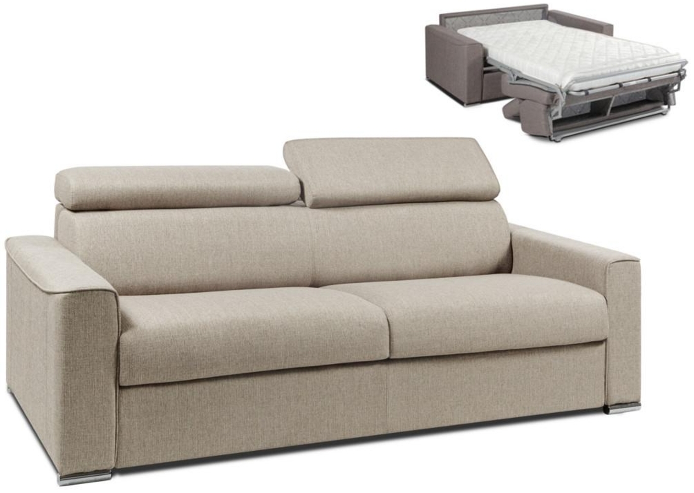 Schlafsofa 4-Sitzer Stoff VIZIR - Beige - Liegefläche: 160 cm - Matratzenhöhe: 14 cm Bild 1