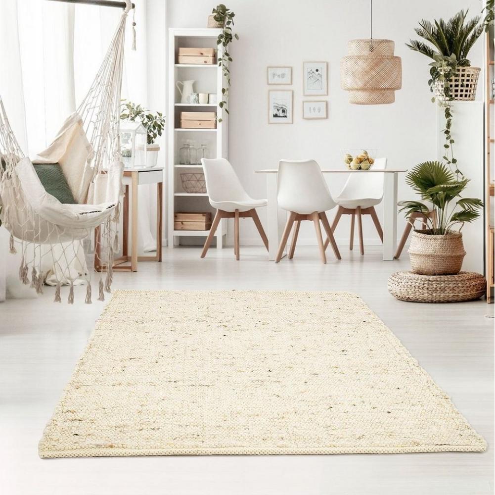 TaraCarpet Wollteppich TaraCarpet Handwebteppich Oslo, rechteckig, Höhe: 10 mm, Schurwolle Handgewebt natur meliert Wohnzimmer Schlafzimmer 070x130 cm Bild 1