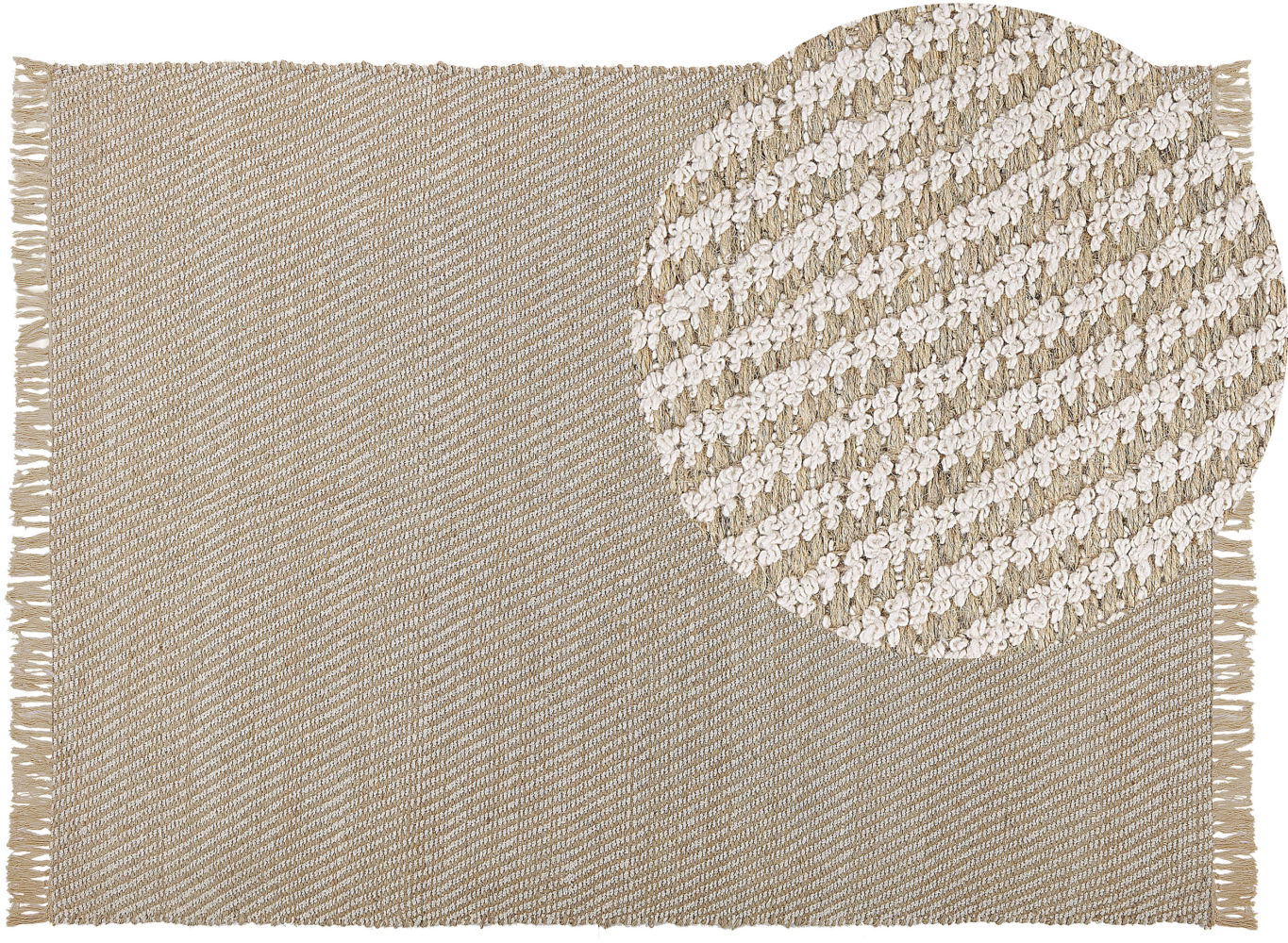 Teppich beige 140 x 200 cm Streifenmuster Kurzflor zweiseitig ALADAG Bild 1