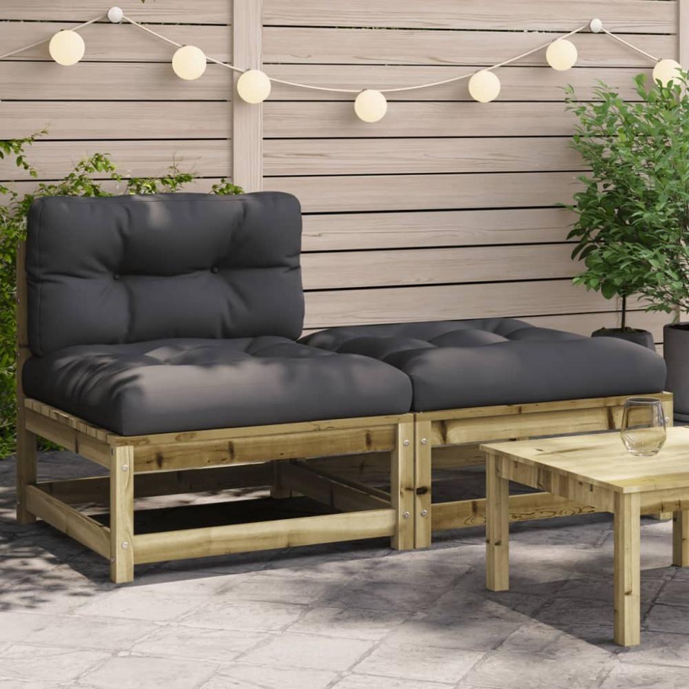 vidaXL Gartensofa ohne Armlehnen mit Kissen und Hocker 838132 Bild 1