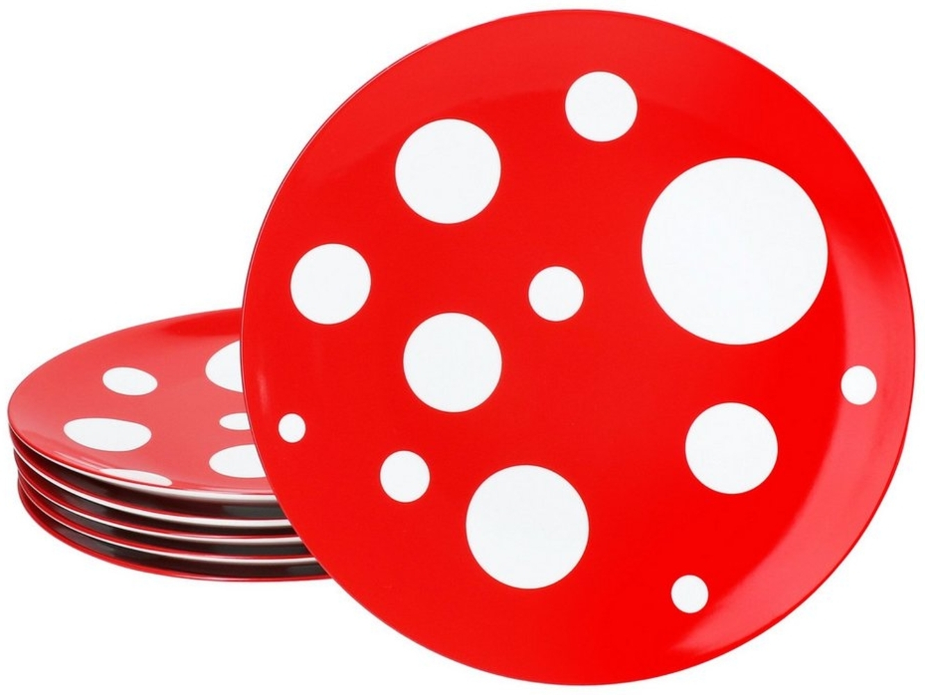 MamboCat Speiseteller 6er Set Pula rot Speiseteller Ø27cm Porzellan groß Essteller Punkte Bild 1
