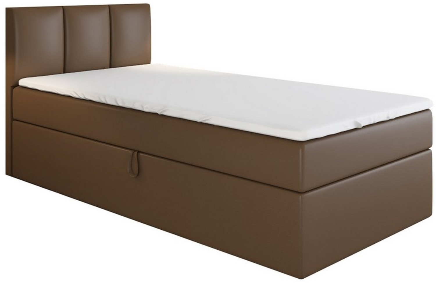 A&J MöbelLand GmbH Boxspringbett Einzelbett NASI mit Bettkasten, Topper und gepolstertem Kopfteil. (Boxspringbett mit Bettkasten und gepolstertem Kopfteil. Gratis Topper – nur jetzt erhältlich!, TOP ANGEBOT), Länge 208 cm Höhe 106 cm Bild 1