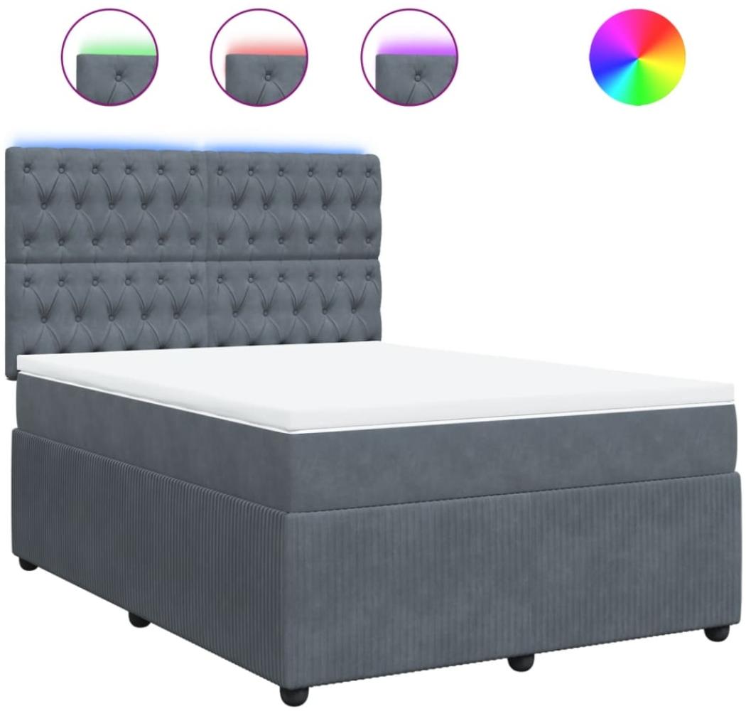 vidaXL Boxspringbett mit Matratze Dunkelgrau 160x200 cm Samt 3294689 Bild 1