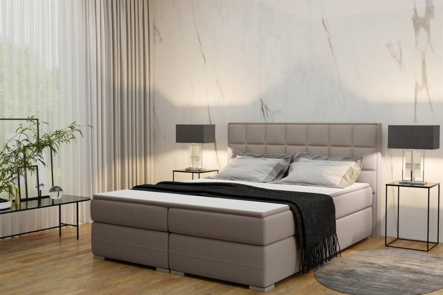 Boxspringbett PRATO Stoff Beige 180x200cm Bild 1