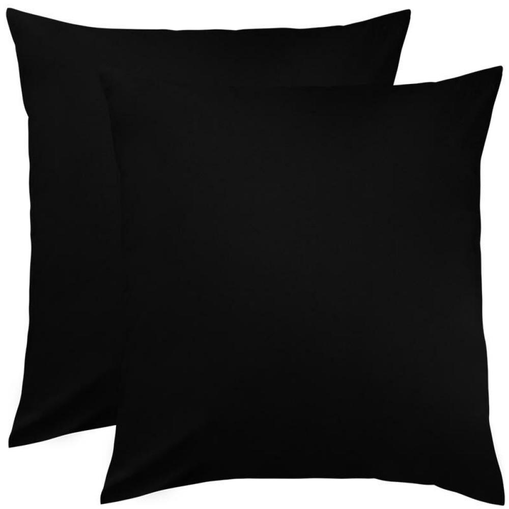 BettwarenShop Single Jersey Kissenbezug Ulm 2er Pack|80x80 cm| schwarz Bild 1