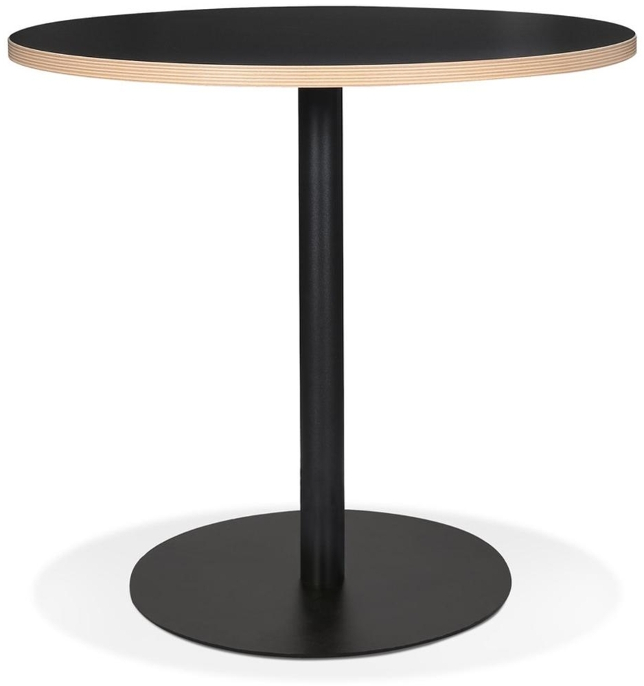 Kadima Design Runder Bistrotisch, Ø 80 cm, Melamin Holz & schwarzem Metallgestell, Schwarz, für Café Bild 1