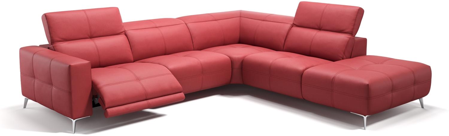 Sofanella Ecksofa MARBELLA Ledercouch Polsterecke Designersofa in Rot Bild 1