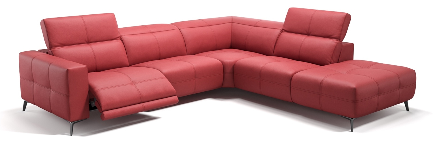 Sofanella Ecksofa MARBELLA Ledercouch Polsterecke Designersofa in Rot Bild 1