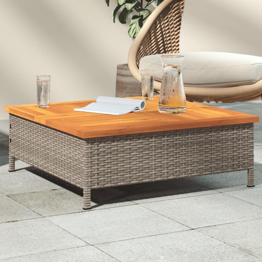 vidaXL Gartentisch Grau 70x70x25 cm Rattan und Akazienholz 3281630 Bild 1