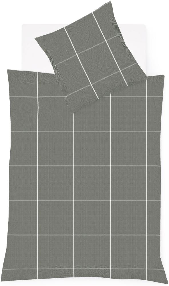 Fleuresse Lech Edelflanell Bettwäsche 200x200 Karo dunkelgrau 604311-01 Bild 1