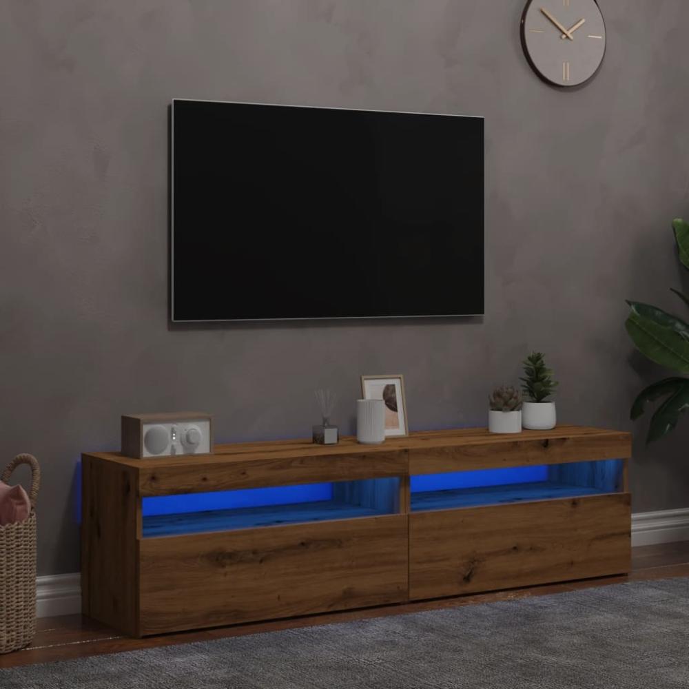 vidaXL TV-Schränke mit LED-Leuchten 2 Stk. Artisan-Eiche Holzwerkstoff 856318 Bild 1