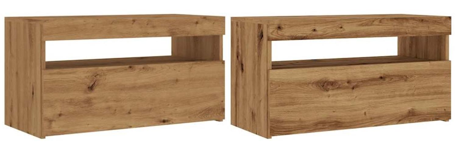 vidaXL TV-Schränke mit LED-Leuchten 2 Stk. Artisan-Eiche Holzwerkstoff 856318 Bild 1
