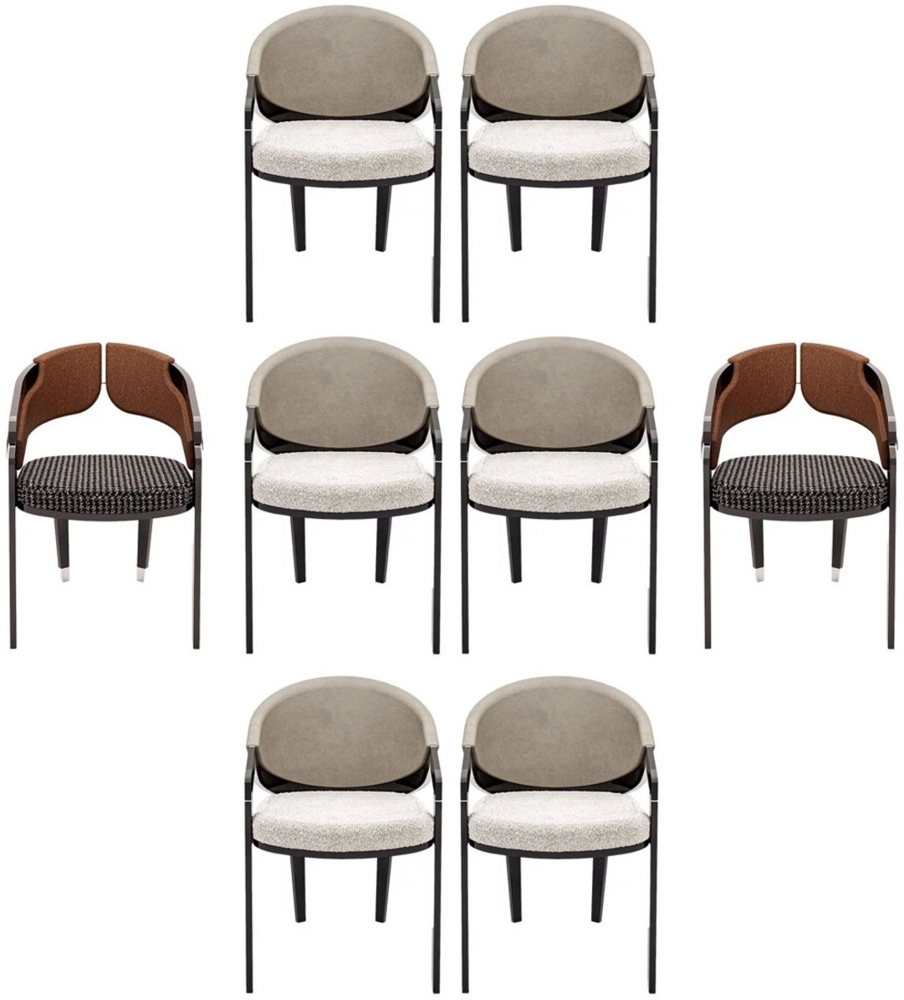 Casa Padrino Luxus Designer Esszimmer Stuhl 8er Set Grau / Braun - Luxus Möbel - Designer Möbel - Esszimmer Möbel - Restaurant Möbel - Hotel Möbel - Luxus Qualität Bild 1