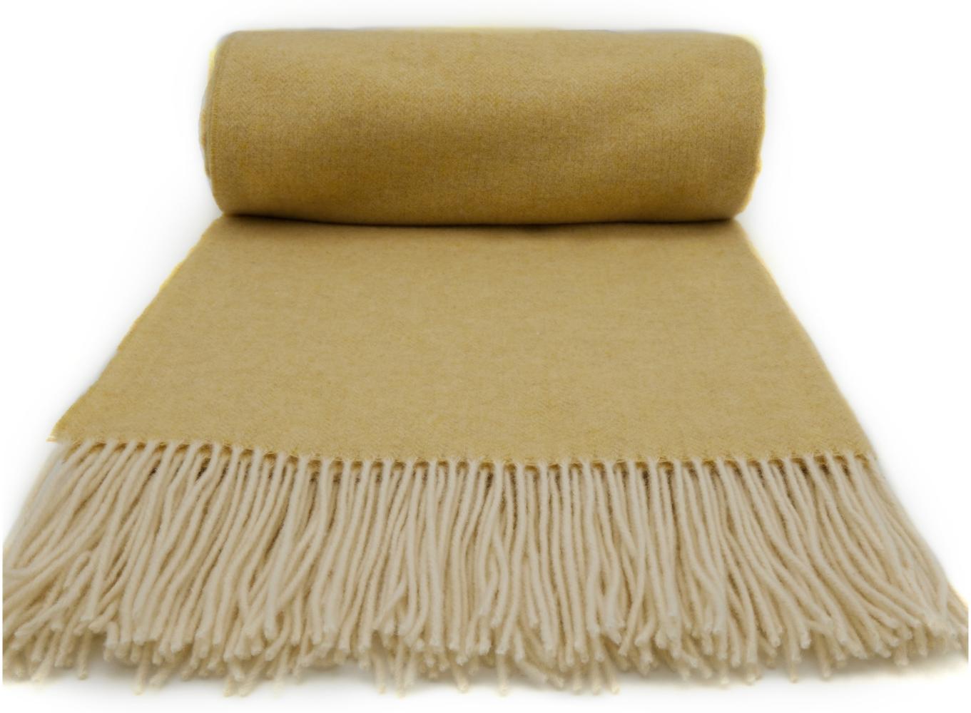 Wohndecke Fair de luxe Kaschmir easy care | Kaschmir Wolldecke | Sofadecke/Couchdecke | Tagesdecke | Flauschig & Kuschlig warm | Anschmiegsame Kuscheldecke 140 x 190 cm (Gelb, Kaschmir/Wolle) Bild 1